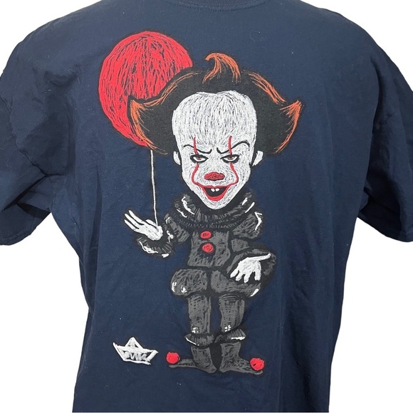 IT Men Navy Blue Pennywise & Balloon SS Georgie Boat Graphic SS T-Shirt Sz XXL - Picture 2 of 9